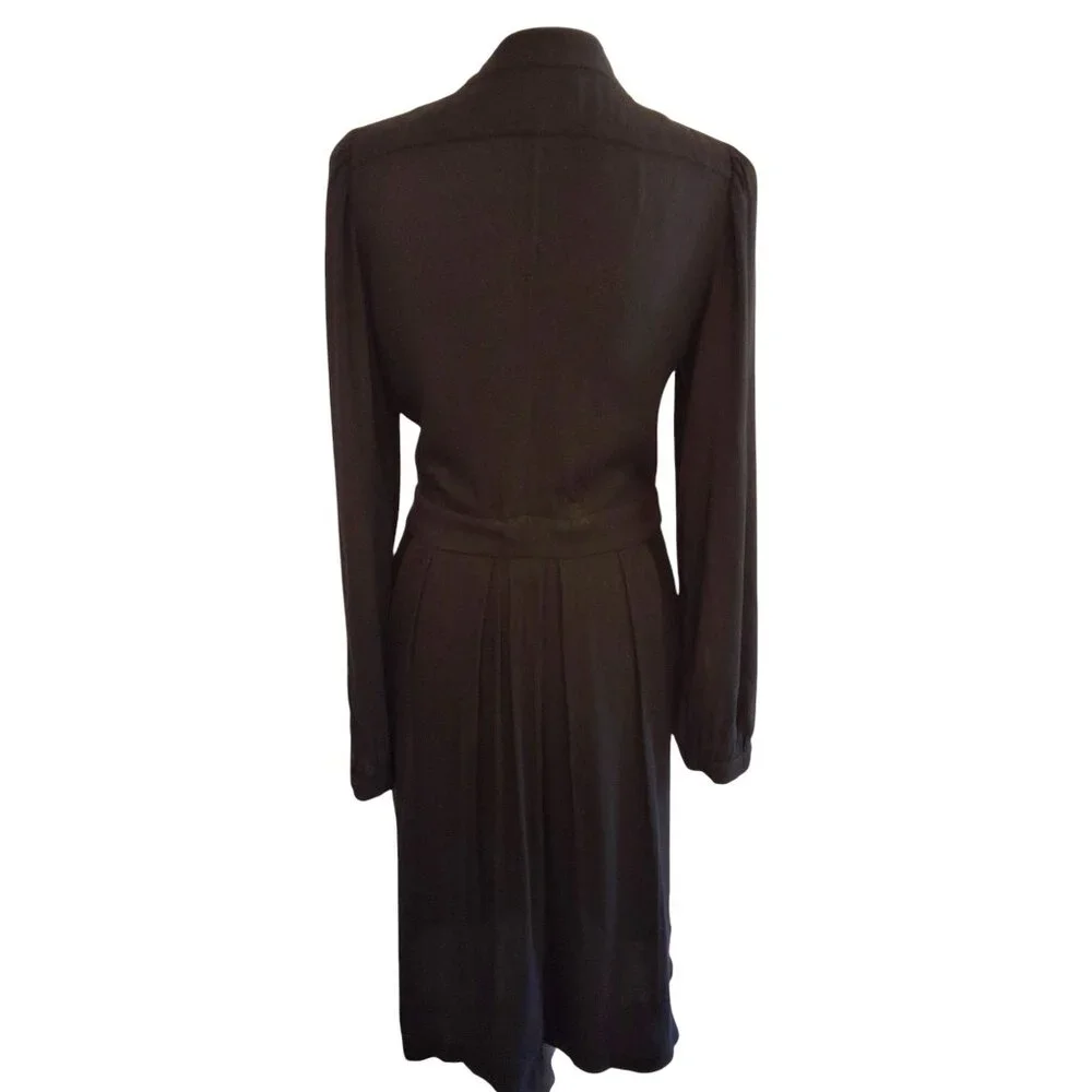 Isabel Marant Étoile Black Long Sleeve Midi‎ Crepe Dress Button V-Neck 36 (US 4)